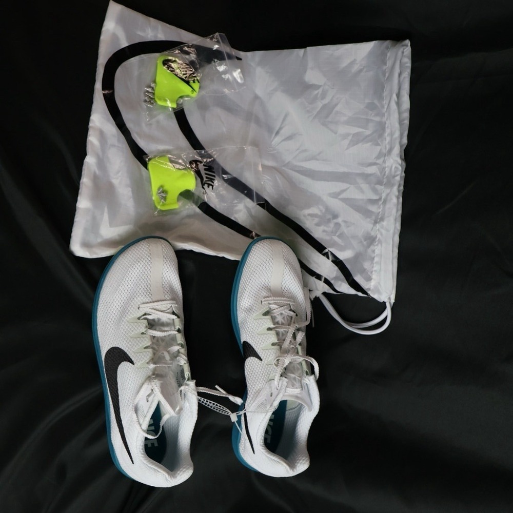 Nike Zoom Rival Distance FZ9653-102 White Spruce Track Spikes Mens Sz 8.5 + Bag - Picture 2 of 12